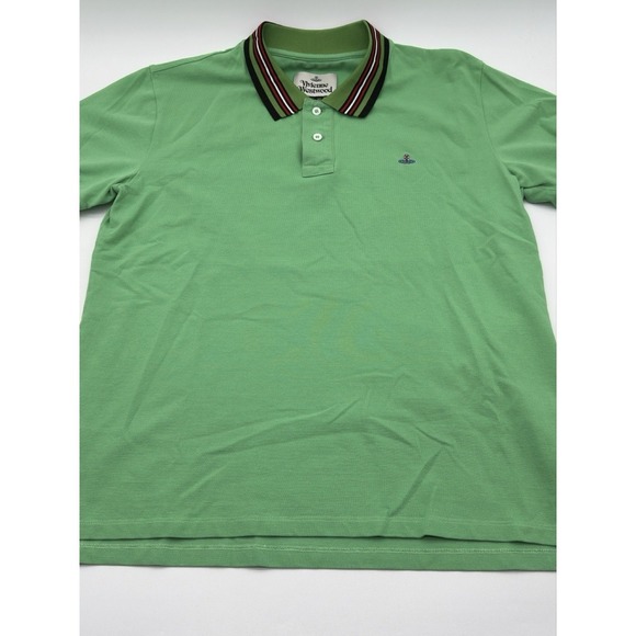 Vivienne‎ Westwood Men's Short Sleeve Green Polo T-Shirt Size X Large Cotton